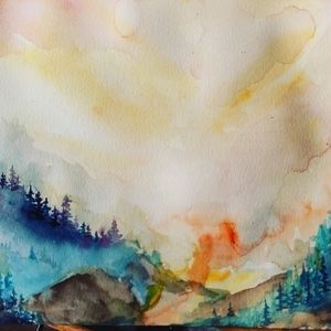 watercolor painting landscape abstract